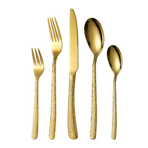 Golden Stainless Steel Cutlery <b>Set</b> 5 Pieces Snake Pattern <b>Dinner</b> Knife Fork Spoon Western Restaurant Tableware - Product Image 1