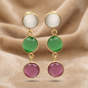 Dazzling Brass 24K Gold Plated Ethnic <b>Earrings</b> - Product Image 3