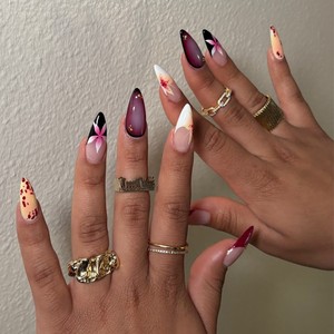 <span class=keywords><strong>Uñas</strong></span> Postizas con Diseño <span class=keywords><strong>de</strong></span> Explosiones Florales, Estilo Francés, Borde <span class=keywords><strong>Blanco</strong></span> <span class=keywords><strong>y</strong></span> Negro, <span class=keywords><strong>Rosa</strong></span> Leopardo - Product Image 3