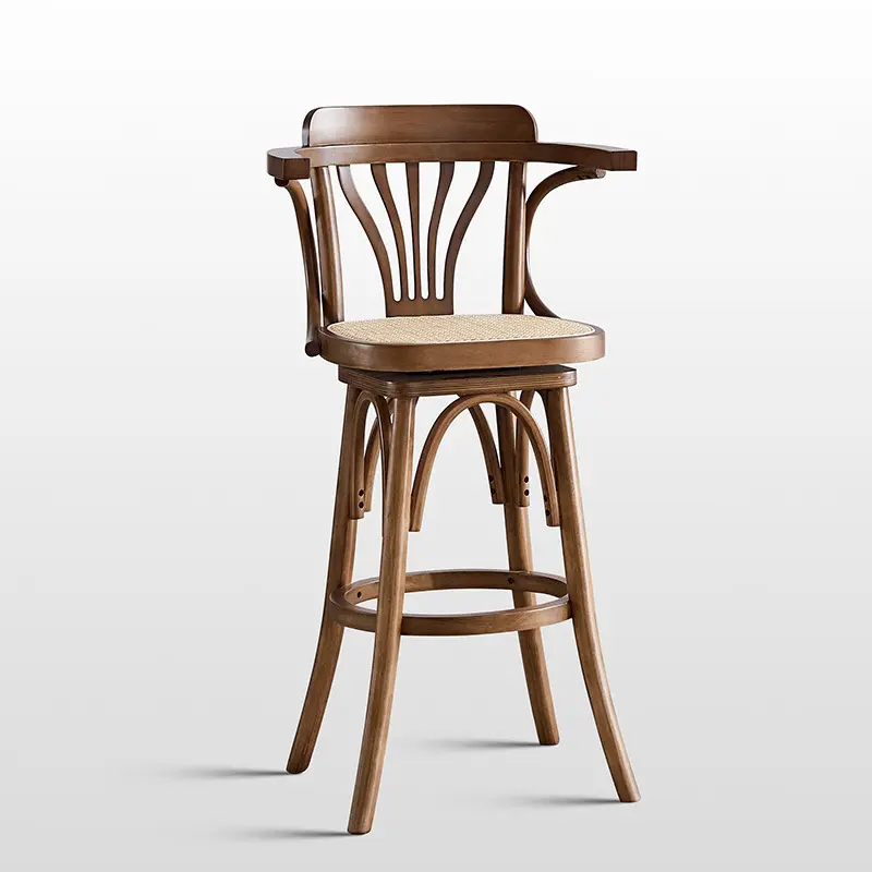 İngiliz tarzı lüks ahşap Pub Bar tezgah tabure ev Modern Cafe mobilya yüksek Bar sandalyeleri toptan klasik Bar taburesi
