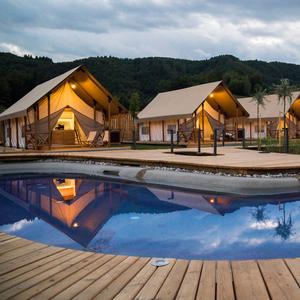 Tente safari extérieure duplex préfabriquée Camping Lodge Tente de luxe avec salle de bain et <span class=keywords><strong>balcon</strong></span> - Product Image 6