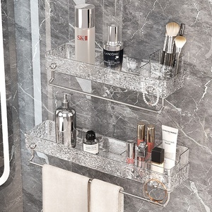 Estante de Esquina para Baño y Cocina con Textura de Hielo, Sin Perforaciones, Sin Taladros, Barra para Toallas, Montaje en Pared, Ajustable, Fácil de Limpiar, Almacenamiento - Product Image 1