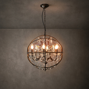 Decorative Teardrop <b>Crystal</b> Globe Cage Pendant <b>Chandelier</b> For Villa Bedroom Cafe Restaurant Decoration - Product Image 1