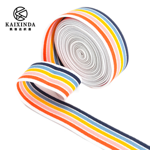 Vente en gros d'usine : Bande élastique en polyester colorée arc-en-ciel, à rayures multicolores, pour accessoires vestimentaires, ceintures et sangles décoratives - Product Image 2