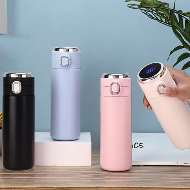 Wholesale Intelligent LED Smart Thermos Water Bottle Leak-Proof Flask Mug Temperature Display Custom Logo Korean Design Style