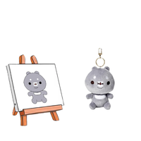 Porte-clés personnalisé en peluche gris avec rembourrage en coton PP, design brodé, fourrure douce, mini jouet mignon personnalisé pour cadeaux