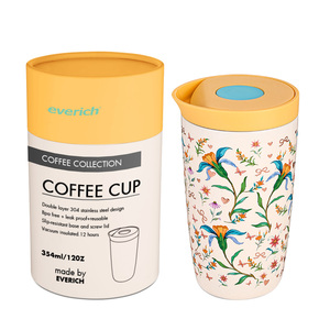 Tazza da caffè da viaggio a tenuta stagna con Logo personalizzato stampata 12 oz in acciaio inossidabile isolante con coperchio a spinta - Product Image 2