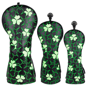 Juego de Fundas Protectoras para Palos de <span class=keywords><strong>Golf</strong></span> de Cuero Sintético Negro con Diseño de Trébol de Cuatro Hojas, para Driver, Madera, Blade, Mallet y <span class=keywords><strong>Putter</strong></span>, Accesorios de <span class=keywords><strong>Golf</strong></span> - Product Image 2