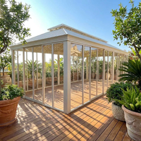 Pintu PC Aluminium Prefabrikasi Modern Mewah Rumah Kustom Ruang Berjemur Gazebo Atap Solid Luar Ruangan 3.65x6M