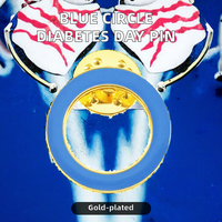 Insigne médical de la Journée mondiale du diabète cercle bleu standard frappé avec des épinglettes en métal de sensibilisation à la sérigraphie
