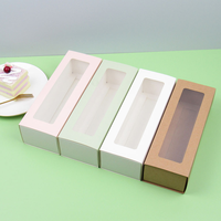 Boîte à dragées personnalisée en papier kraft recyclable avec fenêtre pour mini macarons, biscuits et desserts, idéale pour l'emballage alimentaire en gros