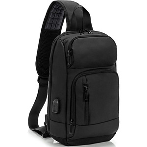 Anti-Theft Crossbody Chest <b>Shoulder</b> <b>Bag</b> USB Charging Port Sports Hiking Fashion Sling Backpack for <b>Men</b> Waterproof Zipper Closure - Product Image 1