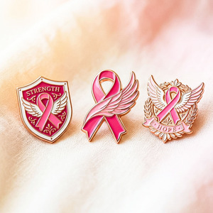 Broches uniques en alliage métallique (zinc, cuivre, laiton, fer) émaillées, mates ou brillantes, symboles d'<span class=keywords><strong>espoir</strong></span>, ruban rose, sensibilisation au cancer du sein - Product Image 1