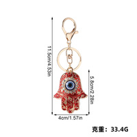 Pendentif porte-clés Mains de Fatma en alliage européen et américain, accessoire de bijouterie œil bleu turc contre le mauvais œil