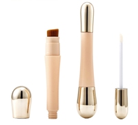 Petit flacon à double embout en ABS pour crème contour des yeux avec brosse, idéal pour l'emballage de liquides cosmétiques