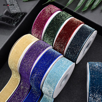 2.5cm étoilé velours rubans en gros bord ruban fleur emballage garniture bricolage accessoires boîte-cadeau or argent velours ruban rouleau