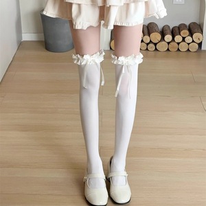 Over The Knee Stockings Women 15D Thin White Lace Bow Lolita Style Summer Four Seasons Youth Wear - Product Image 3