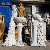 Statues de paon en marbre blanc sculpté TREVI, pierre naturelle, pour la décoration de jardin