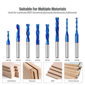 8mm Shank Nano Blue Solid Carbide <strong>Router</strong> <strong>Bit</strong> TCT Mortising CNC Flush Trim Upward <strong>and</strong> Downward Rotation Trimming Cutter - Product Image 5