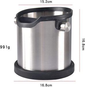 Espresso Accessories Coffee Equipment Grounds Bucket Container Waste <b>Bin</b> <b>Large</b> Stainless Steel Knock Box - Product Image 2