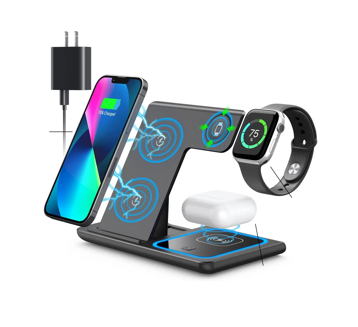 Cargador inalámbrico magnético con bocina para dj, mini estación inalámbrica qi con cargador de USB-C de 15W para iPhone 14promax, 2022