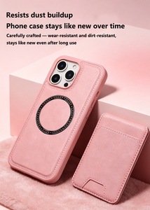 Étui de téléphone en cuir magnétique sans fil avec porte-cartes amovible pour iPhone 17 Pro Max – Vente en gros - Product Image 4
