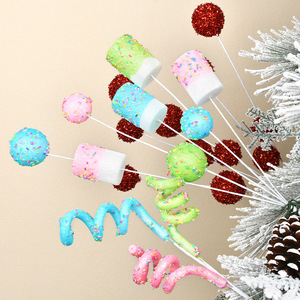 Marshmallow e lecca-lecca colorati spruzzati-decorazioni Festive per l'albero di Natale con schiuma/<span class=keywords><strong>Glitter</strong></span> ideali per il potenziamento delle vibrazioni stagionali - Product Image 2