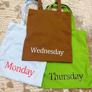 Bolsa de Mano Personalizada con Impresión de Días de la Semana, Bolsa de Compras Ligera de Lona, Bolsas de Compras Ecológicas, Bolsa de Tela Simple - Product Image 5