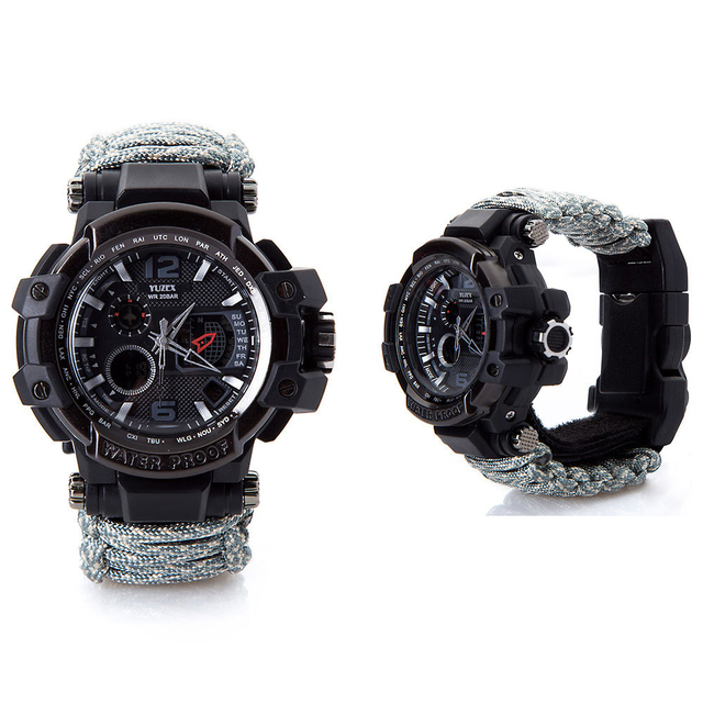 Outdoor Multifunctional Tactical Paracord Survival Whistle, Compass Sports Watch