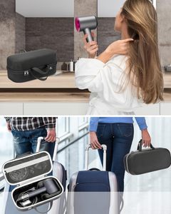 Mallette de rangement rigide compatible avec le sèche-<span class=keywords><strong>cheveux</strong></span> <span class=keywords><strong>dyson</strong></span>, sac de transport de voyage. (à vendre, étui uniquement). -Noir + Gris (Noir + Gris) - Product Image 5