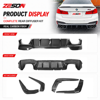 Diffuseur de pare-chocs arrière en fibre de carbone véritable style 3D 3 pièces pour BMW Série 5 G30 G38 M5 F90 2017-2023 Kit carrosserie