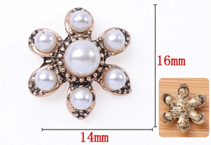 OEM Vintage Metal perlas flor apliques Rhinestone botón hecho a mano DIY accesorios de joyería - Product Image 3