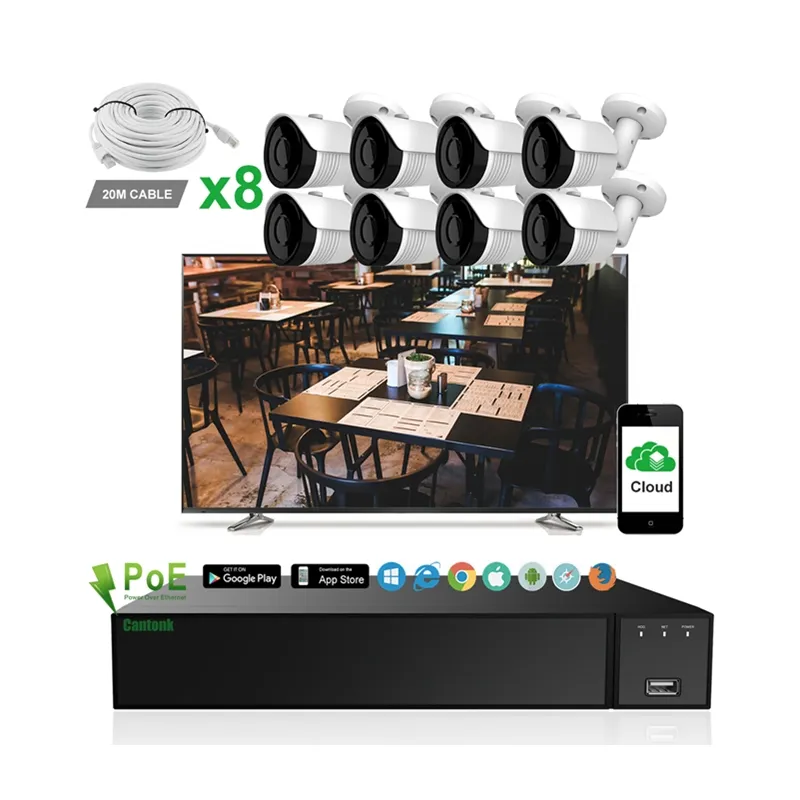 Cantonk 4K 8MP NVR POE CCTV IP-Kamera-Set NVR-Kits 8 CH Home Video Security CCTV-Überwachungs systeme