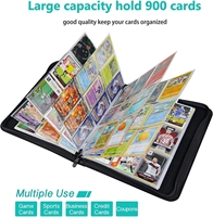 Classeur à 3 anneaux en PU avec 9 pochettes pour cartes Pokémon, Kpop, Yu-Gi-Oh !, avec fermeture éclair, haute qualité, portable, pour collectionneur de cartes DIY