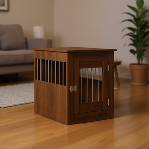 Jaula para Perros de Madera de Roble Marrón Medio, Diseño Clásico, Rectangular, Resistente para Interiores, con Cierre de Botón a Presión - Product Image 2