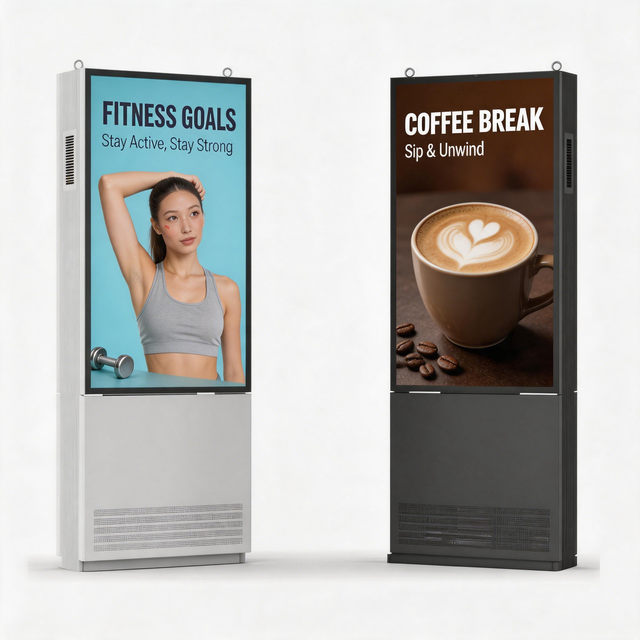Outdoor Floor Standing Double Sided Waterproof LCD Digital Signage IP66 Interactive Touchscreen Kiosk Animation Cloud-Based CMS