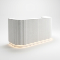 Comptoir de réception moderne blanc durable avec éclairage LED, vente en gros OEM, sur mesure pour salon de beauté, hôtel, hôpital, directement de l'usine