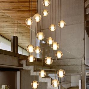 现代36灯吊灯，带G4发光二极管灯泡方形水晶球悬挂婚礼装饰楼梯照明 - Product Image 5