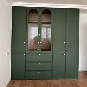 Armoire en bois multifonctionnelle tendance en vert avec cubes de rangement - Product Image 1