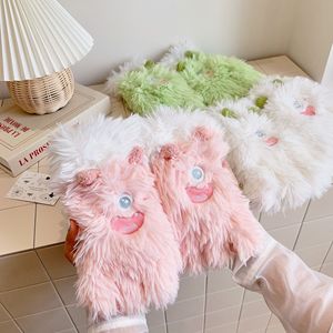 Guantes de Cinco Dedos con Diseño de Monstruo Adorable, Color Rosa, Forrados de Felpa, Cálidos para Invierno, Resistentes al Viento, para Ciclismo - Product Image 4