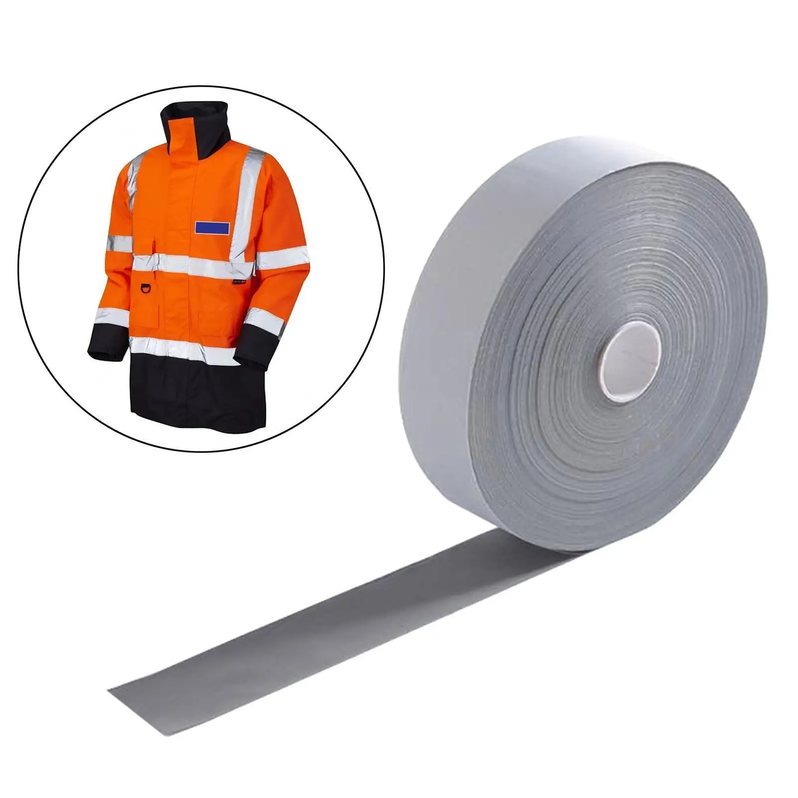 Cheap Soft High Visibility Grey Reflective Fabric Tape 100% Polyester Warning Reflective Tape Sew on Cloth