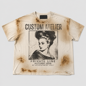Camiseta de algodón 300GSM personalizada con efecto descolorido por el sol, estilo oversize, en blanco, desgastada, vintage, streetwear, de peso pesado para hombre - Product Image 1