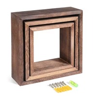 Hölzernes Wandmontiertes Würfelregal Quadratische Schwebende Regale Rustikale Schattenbox Wanddekoration Aufbewahrungsorganizer Getränke Küche