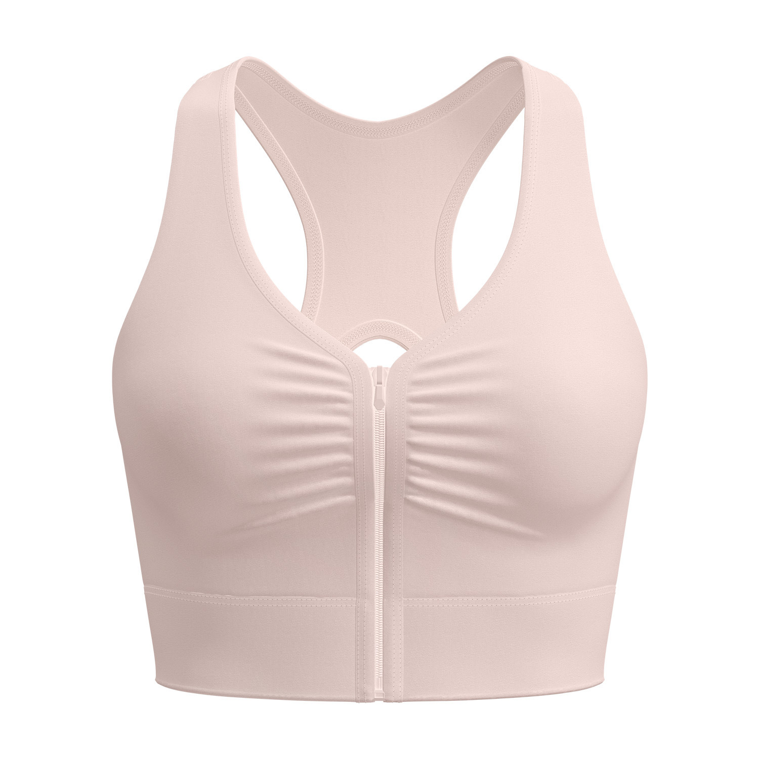 JYMN162/Front-zip Ruched Sports Bra For Women Spandex/Polyester Material Shock-absorbing Push-up Design For Running Gym