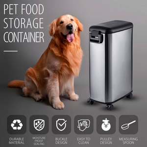 Conteneur de stockage d'aliments et de friandises pour animaux de compagnie, écologique et portable, avec roulettes, pour chiens et chats - Product Image 2