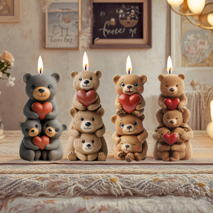 Molde de vela de oso 3D adorable CARATTE, molde de silicona de oso de amor apilado para velas de aromaterapia, artesanías de resina - Product Image 4