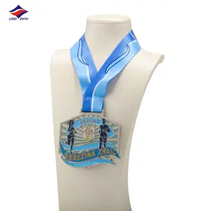 Longzhiyu tùy chỉnh Marathon Finisher huy chương giải thưởng huy chương kim loại thủ công mỹ nghệ kuwait huy chương với logo Ribbon