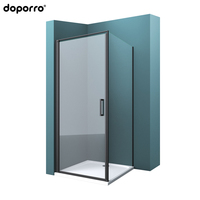 Bague de douche carrée en aluminium trempé 90x90, sans cadre, moderne, CE, pour hôtel, bain de douche noir, 6mm, 3 ans