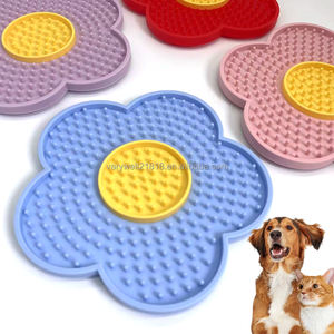 Produk Hewan Peliharaan Terbaik penjualan bunga matahari biru bentuk bunga aster persediaan hewan peliharaan kucing bantalan penjilat anjing pelat Lick silikon tikar untuk anjing - Product Image 1