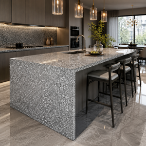 Modern Gray <b>White</b> Granite G612V Countertop Slab Polished Speckled Vanity Top Kitchen Island with Graphic Design for Hotel - Product Image 2